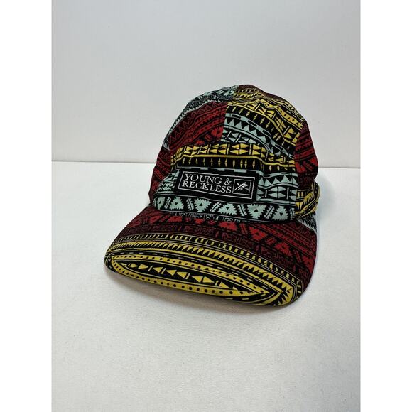 YOUNG & RECKLESS Cap Men's Snapback Hat Multi Colored Tribal Southwest Aztec - Picture 2 of 9